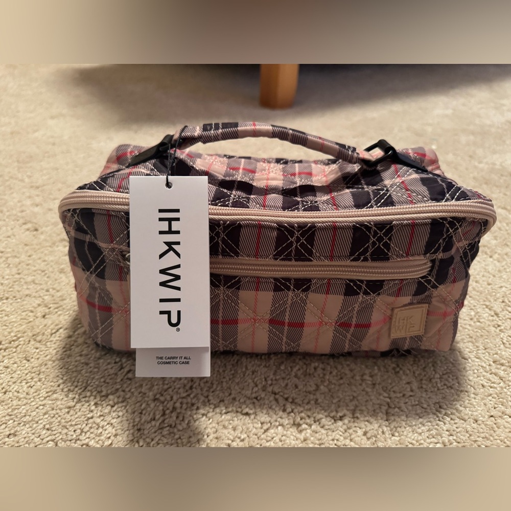 Plaid Cosmetic Case - Pink & Black